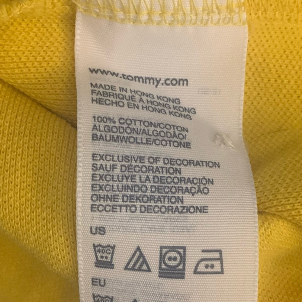 TOMMY HILFIGER SS All Cotton Optic Yellow Polo - Picture 4 of 7